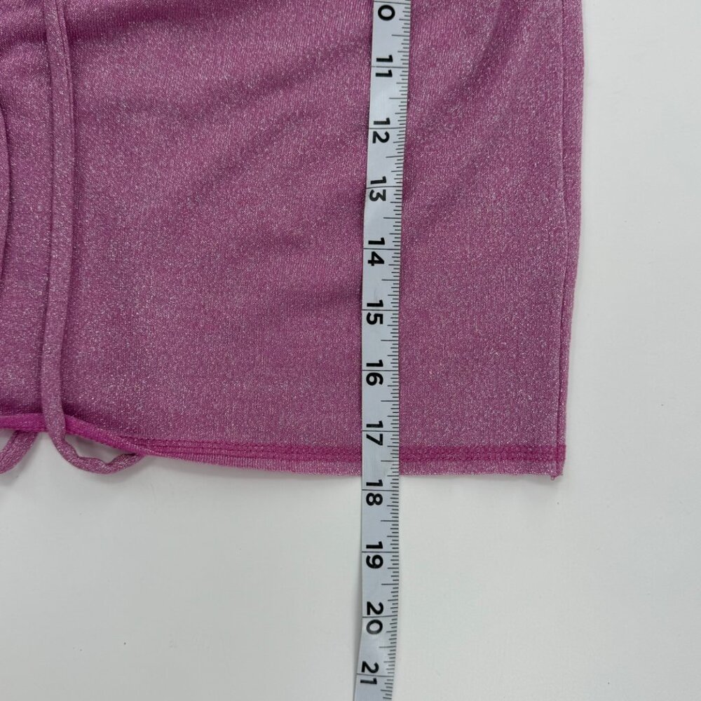 Free People Women's XS Sparkly Pink Metallic Crop Top With Adjustable Ties - Picture 11 of 12